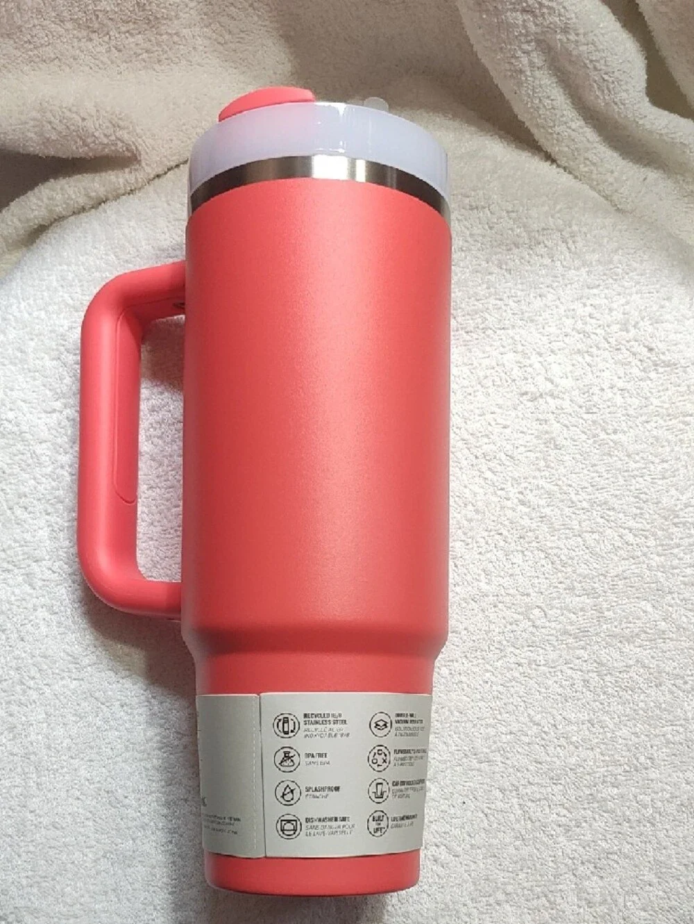 Stanley Coral Pink Insulated Tumbler with Handle and Straw Lid - Picture 2 of 7